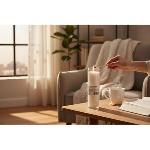 Stella Glass Jar Candles Unisex White Brand New Set of 2 Tall Pillar Unscented